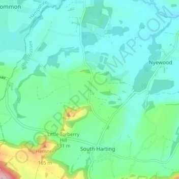 Carte topographique West Harting, altitude, relief