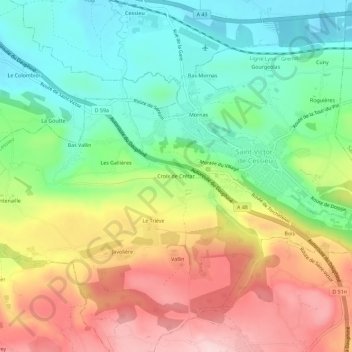 Carte topographique Croix de Crétaz, altitude, relief