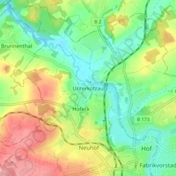 Carte topographique Unterkotzau, altitude, relief