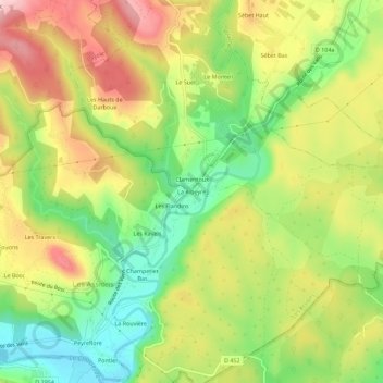 Carte topographique La Ribeyre, altitude, relief
