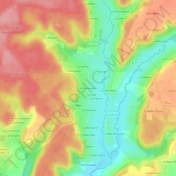 Carte topographique La Rousselière, altitude, relief