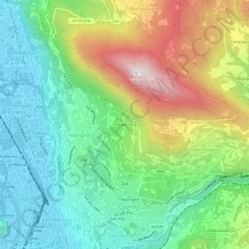 Carte topographique Maderno, altitude, relief