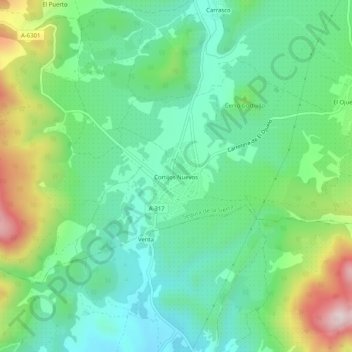 Carte topographique Cortijos Nuevos, altitude, relief