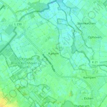 Carte topographique Karken, altitude, relief