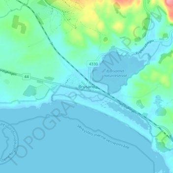 Carte topographique Brusand, altitude, relief