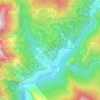 Carte topographique Les Condamines, altitude, relief