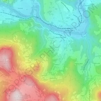 Carte topographique Daveyne, altitude, relief