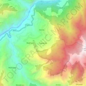 Carte topographique Sarahan, altitude, relief