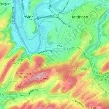 Carte topographique Lembeck, altitude, relief