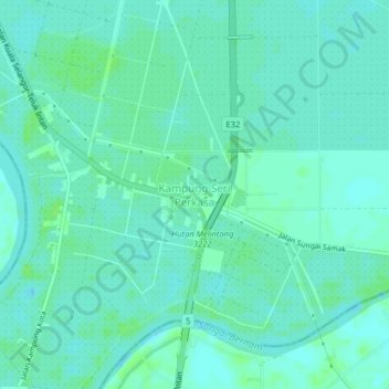 Carte topographique Kampung Seri Perkasa, altitude, relief