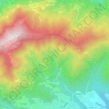 Carte topographique Clotti, altitude, relief