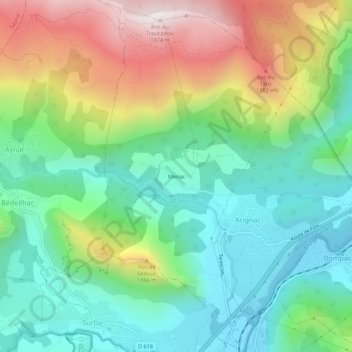 Carte topographique Menac, altitude, relief