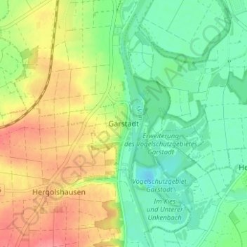 Carte topographique Garstadt, altitude, relief