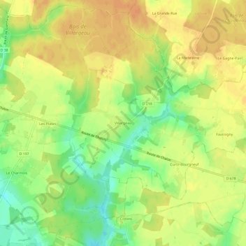Carte topographique Villargeau, altitude, relief