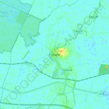Carte topographique Crowle, altitude, relief