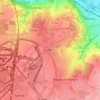 Carte topographique Val de France, altitude, relief