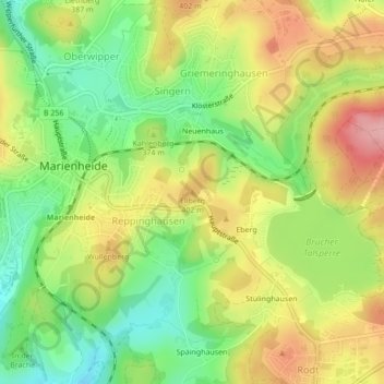 Carte topographique Ellberg, altitude, relief