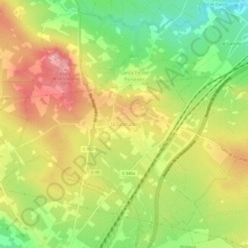 Carte topographique la Granada, altitude, relief