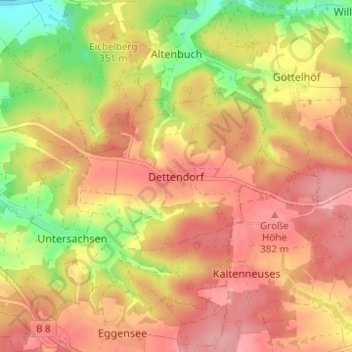 Carte topographique Dettendorf, altitude, relief