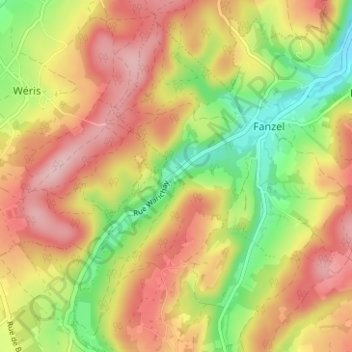 Carte topographique Eveux, altitude, relief