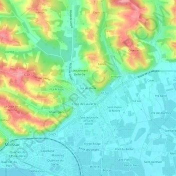 Carte topographique Gal de Merle, altitude, relief