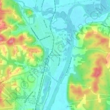 Carte topographique Lower Dresden, altitude, relief