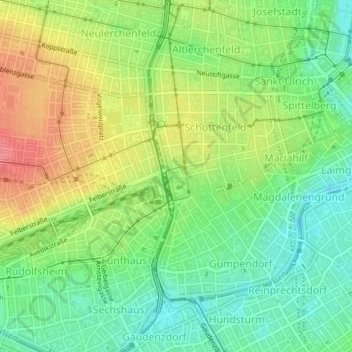 Carte topographique Sophienpark, altitude, relief