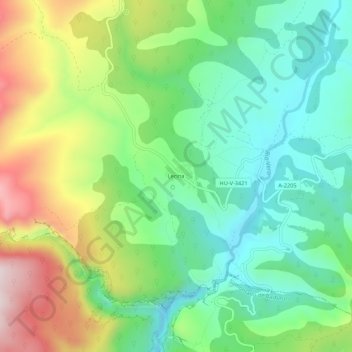 Carte topographique Lecina, altitude, relief