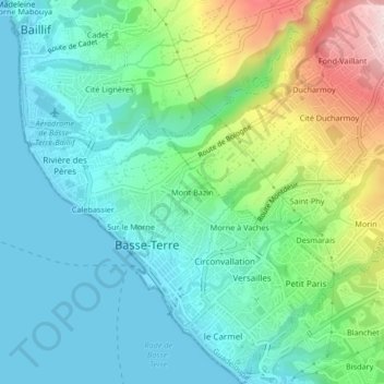 Carte topographique Mont Bazin, altitude, relief