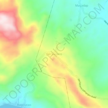 Carte topographique Del Socorro, altitude, relief