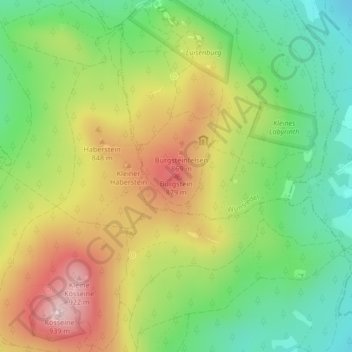 Carte topographique Burgstein, altitude, relief