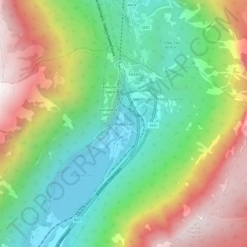 Carte topographique Borgo Faè, altitude, relief