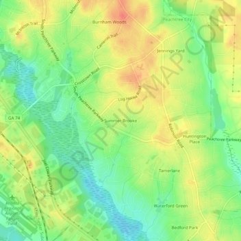 Carte topographique Summer Brooke, altitude, relief