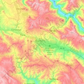 Carte topographique Cusco, altitude, relief