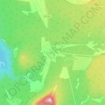 Carte topographique Indian Pine, altitude, relief