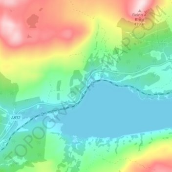 Carte topographique Lochluichart, altitude, relief