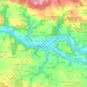 Carte topographique Kerhoc, altitude, relief
