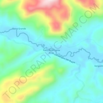 Carte topographique Rancho da Santa Cruz, altitude, relief