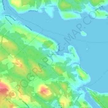 Carte topographique Mader's Cove, altitude, relief