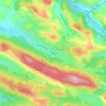 Carte topographique Menay, altitude, relief