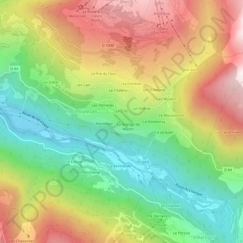 Carte topographique L'Arbarey, altitude, relief