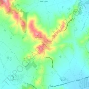 Carte topographique Agello, altitude, relief