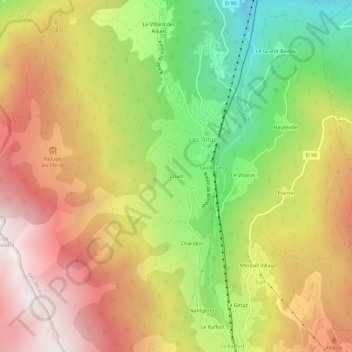 Carte topographique Le Cruet, altitude, relief