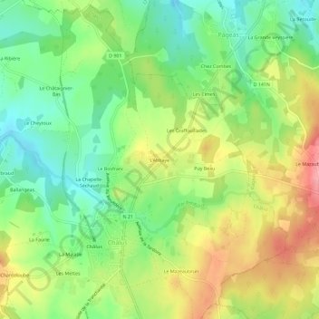 Carte topographique L'Abbaye, altitude, relief