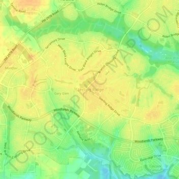 Carte topographique Sterling Ridge, altitude, relief