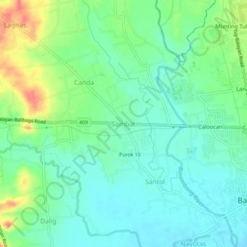 Carte topographique Sambat, altitude, relief