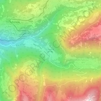 Carte topographique Frenièreres-sur-Bex, altitude, relief