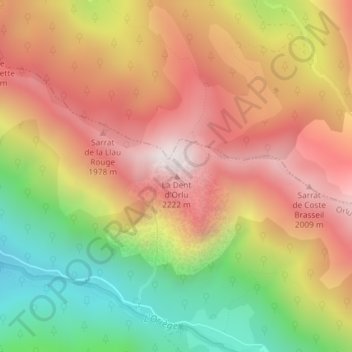 Carte topographique La Dent d'Orlu, altitude, relief