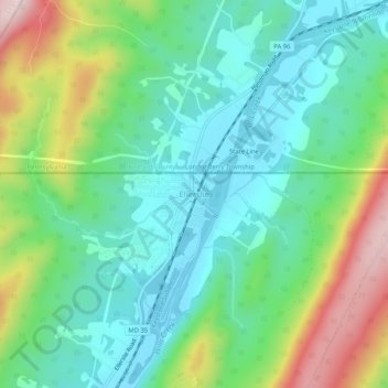 Carte topographique Ellerslie, altitude, relief