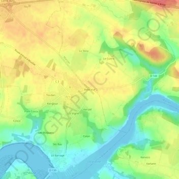 Carte topographique Belle Vue, altitude, relief